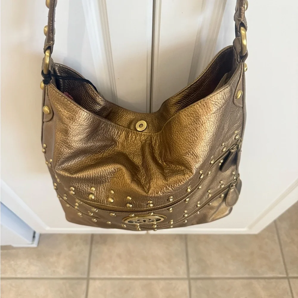 NWT Sharif Bronze leather Studded Hobo Bag with dust bag - Picture 9 of 16